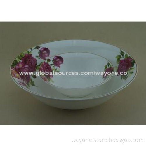 30pcs New Bone China Dinnerware Set, Rose with Shiny Gold Line, Elegant Decal